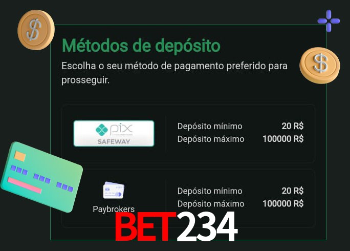 O cassino Bet234 oferece uma grande variedade de métodos de pagamento